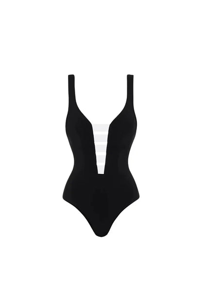 Conjunto de traje de baño de una pieza minimalista con bloques de color