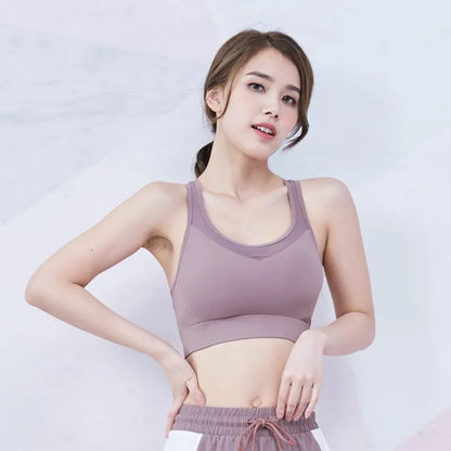 Vansydical Women V-Neck Yoga Tops Padded Athletic Gym Running Push Up Sports Bra