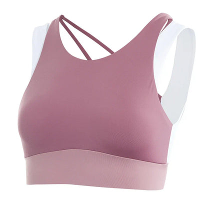Hollow Crop Tops Double Straps Gym Nylon Spandex Sexy Active Sports Bra