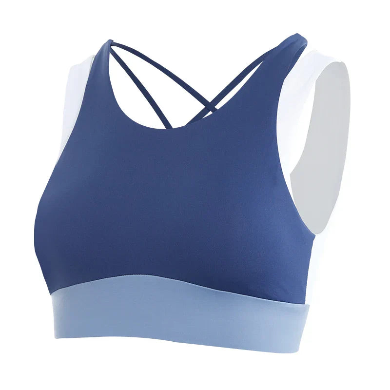 Hollow Crop Tops Double Straps Gym Nylon Spandex Sexy Active Sports Bra