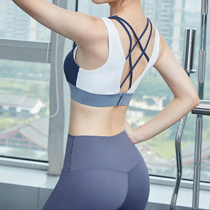 Hollow Crop Tops Double Straps Gym Nylon Spandex Sexy Active Sports Bra