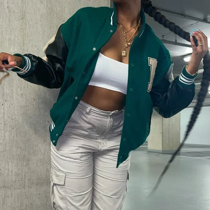 Trendy Patchwork Leather Jacket