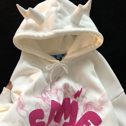 DressBetty - Letter Print Long Sleeve Hoodie
