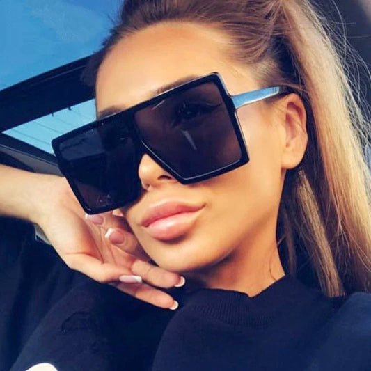 Vintage Square Oversize Famous Brand Black Eyewear Sunglasses