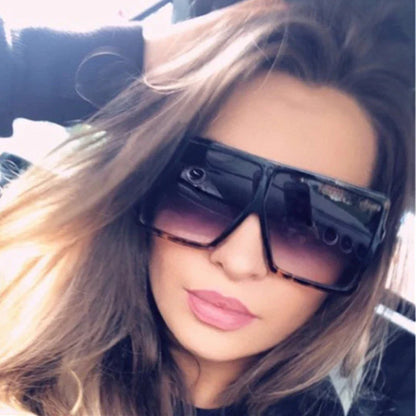 Vintage Square Oversize Famous Brand Black Eyewear Sunglasses