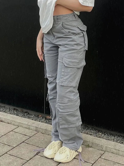 FashionSierra - Waist Wide Leg Loose Straight Coffee Autumn Casual Female Trouser
