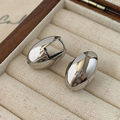 Gold Plated Smooth Metal Hoop Women Glossy Shiny French Luxury Fashion Statement Jewelry Earring