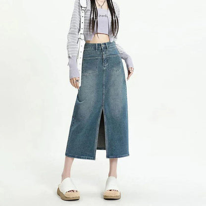 2025 New High Waisted Small Package Hip Half-Body Skirt Jeans