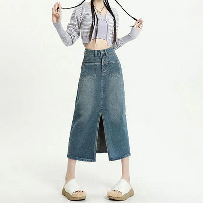2025 New High Waisted Small Package Hip Half-Body Skirt Jeans