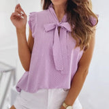 Blusa elegante de lunares sin mangas para mujer con nudo | Ideal para primavera/verano