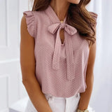 Blusa elegante de lunares sin mangas para mujer con nudo | Ideal para primavera/verano