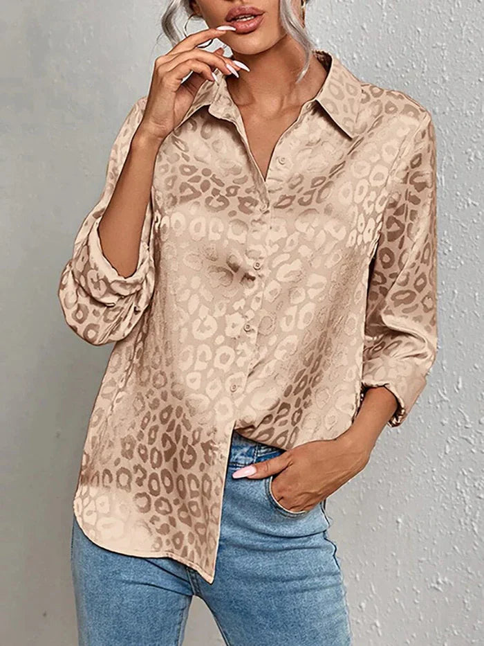 Blusa elegante con estampado de leopardo para mujer | Ideal para primavera/verano