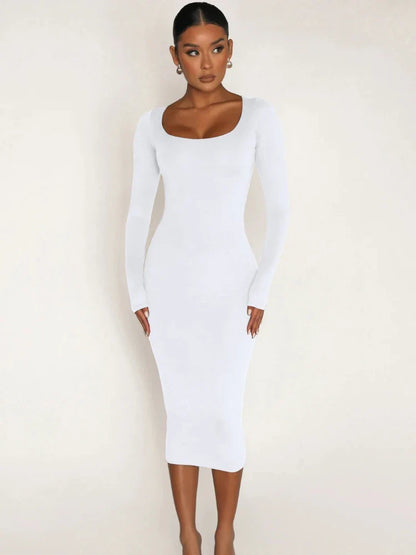 DressBetty - 2024 Classics Solid Collar Long-sleeved Vintage Sexy Bodycon Dress