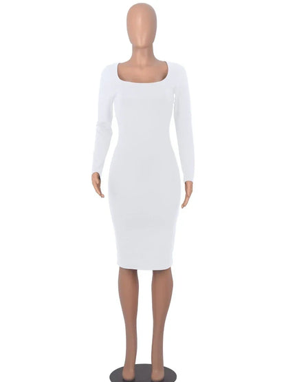DressBetty - 2024 Classics Solid Collar Long-sleeved Vintage Sexy Bodycon Dress