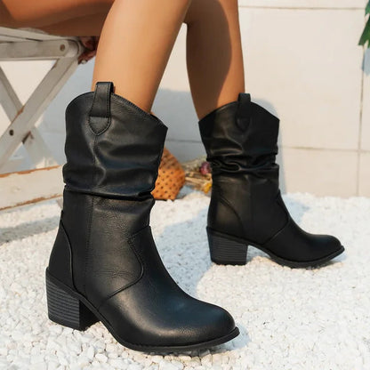 Western Cowboy Faux Ankle Boots with Heel for Women | Great for Everyday Wear