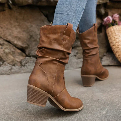 Western Cowboy Faux Ankle Boots with Heel for Women | Great for Everyday Wear