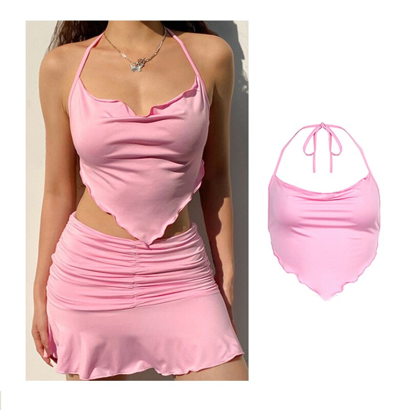 DressBetty - Backless Sleeveless Spaghetti Strap Halter Camis