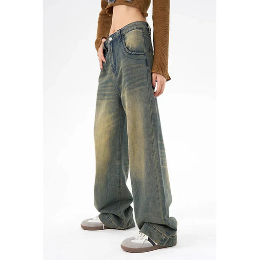 Retro American High-Waisted Drop Streetwear Fashion Denim Jeans