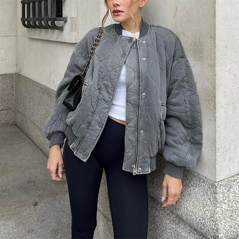 Fashion Oversized Thick Warm Casual Winter Girls Cotton 2025 Bomber Female High Street Loose Outwear Jacket