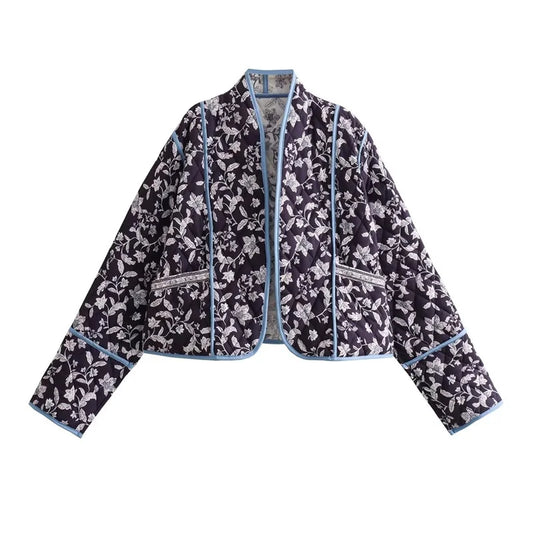 Vintage Floral Cotton Coat 2025 Autumn Winter Chic Loose Print Ladies Casual Warm Jacket