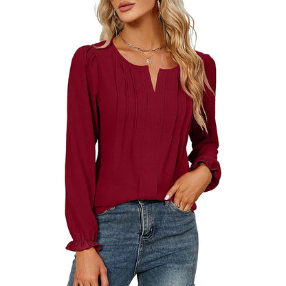 Women Style Blouses Sleeveless Halter Collar Solid Color Blouse