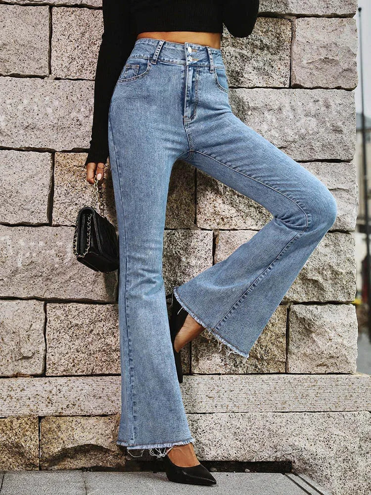 FashionSierra - Stretch High Skinny Bell Double Trouser