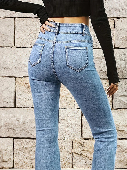 FashionSierra - Stretch High Skinny Bell Double Trouser