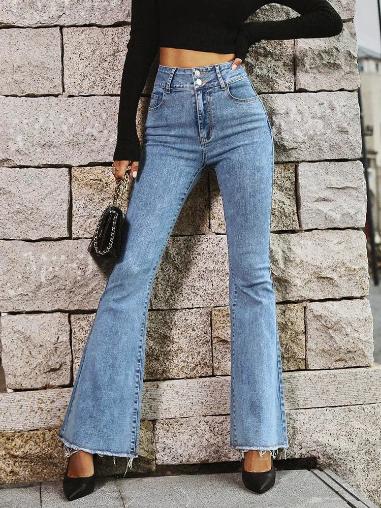 FashionSierra - Stretch High Skinny Bell Double Trouser