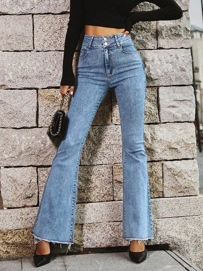 FashionSierra - Stretch High Skinny Bell Double Trouser