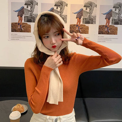 FashionSierra - Half Turtleneck Full Sleeve Short Slim-fit Chic Sweater