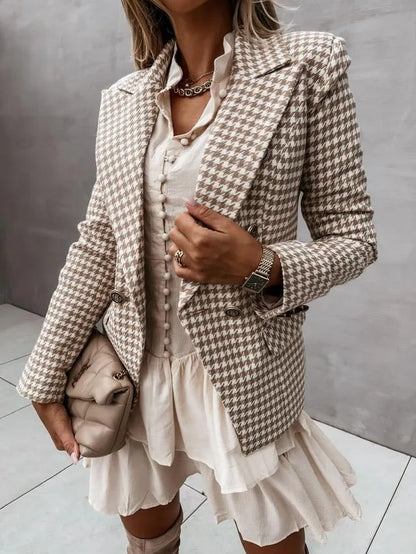 Office Lady Jacket Double Breasted Outwear 2025 Casual Pocket Female Coat