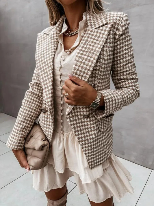 Office Lady Jacket Double Breasted Outwear 2025 Casual Pocket Female Coat