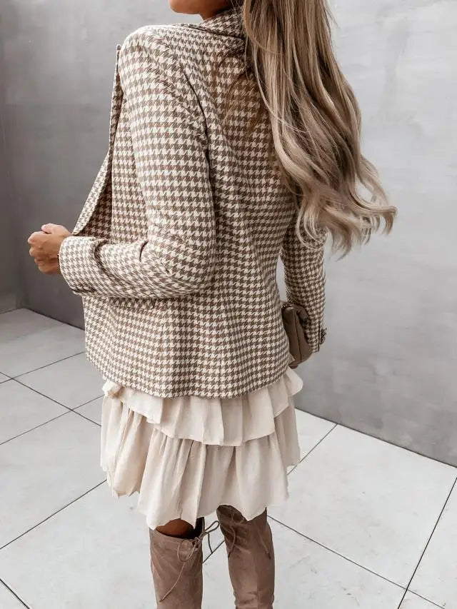Office Lady Jacket Double Breasted Outwear 2025 Casual Pocket Female Coat