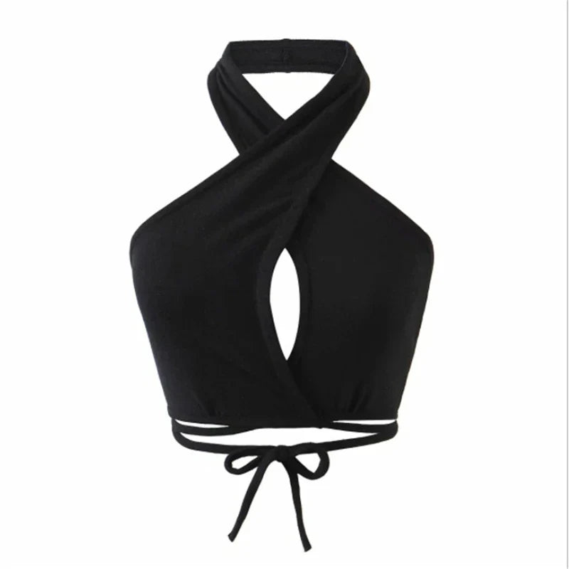 DressBetty - 2024 Sexy Cross Halter Neck Hollow Out Camisole