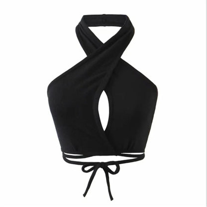 DressBetty - 2024 Sexy Cross Halter Neck Hollow Out Camisole