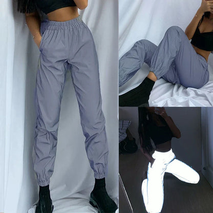 Women Sweatpant Reflective Hight Waist Bottom