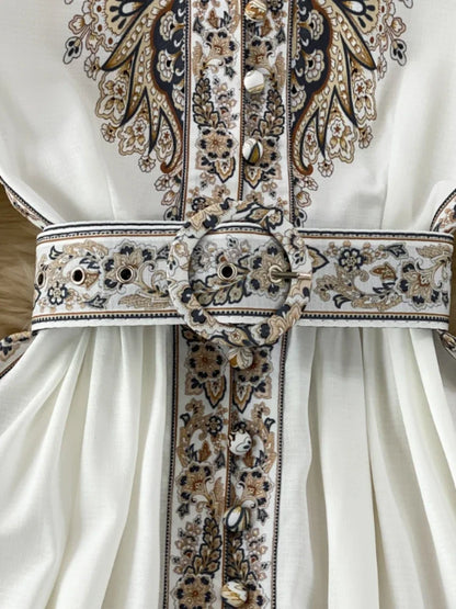 Women Vintage Long Dress Fashion Print A-line Ruffled Elegant Floral Party Dresses Ladies Long Sleeve Casual Long Robe Vestidos