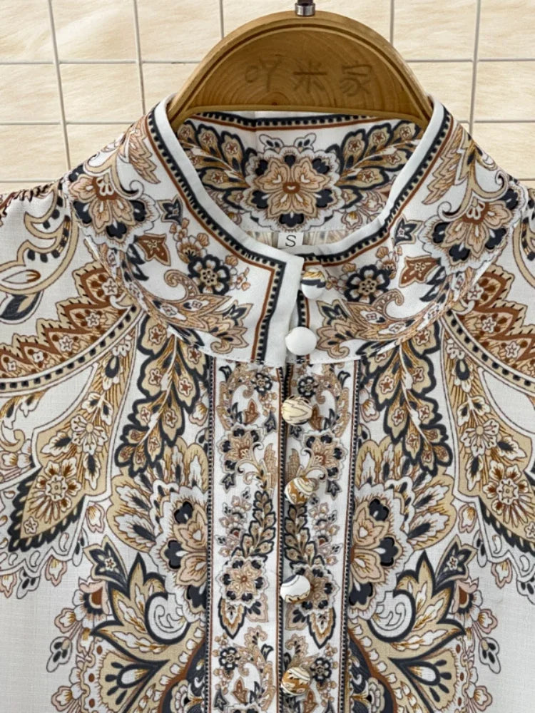 Women Vintage Long Dress Fashion Print A-line Ruffled Elegant Floral Party Dresses Ladies Long Sleeve Casual Long Robe Vestidos