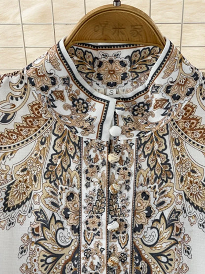 Women Vintage Long Dress Fashion Print A-line Ruffled Elegant Floral Party Dresses Ladies Long Sleeve Casual Long Robe Vestidos