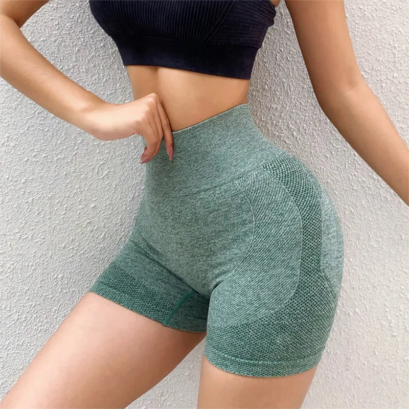 OverSized Solid Color High Waist Tight Lifting Hip Running Sports Short