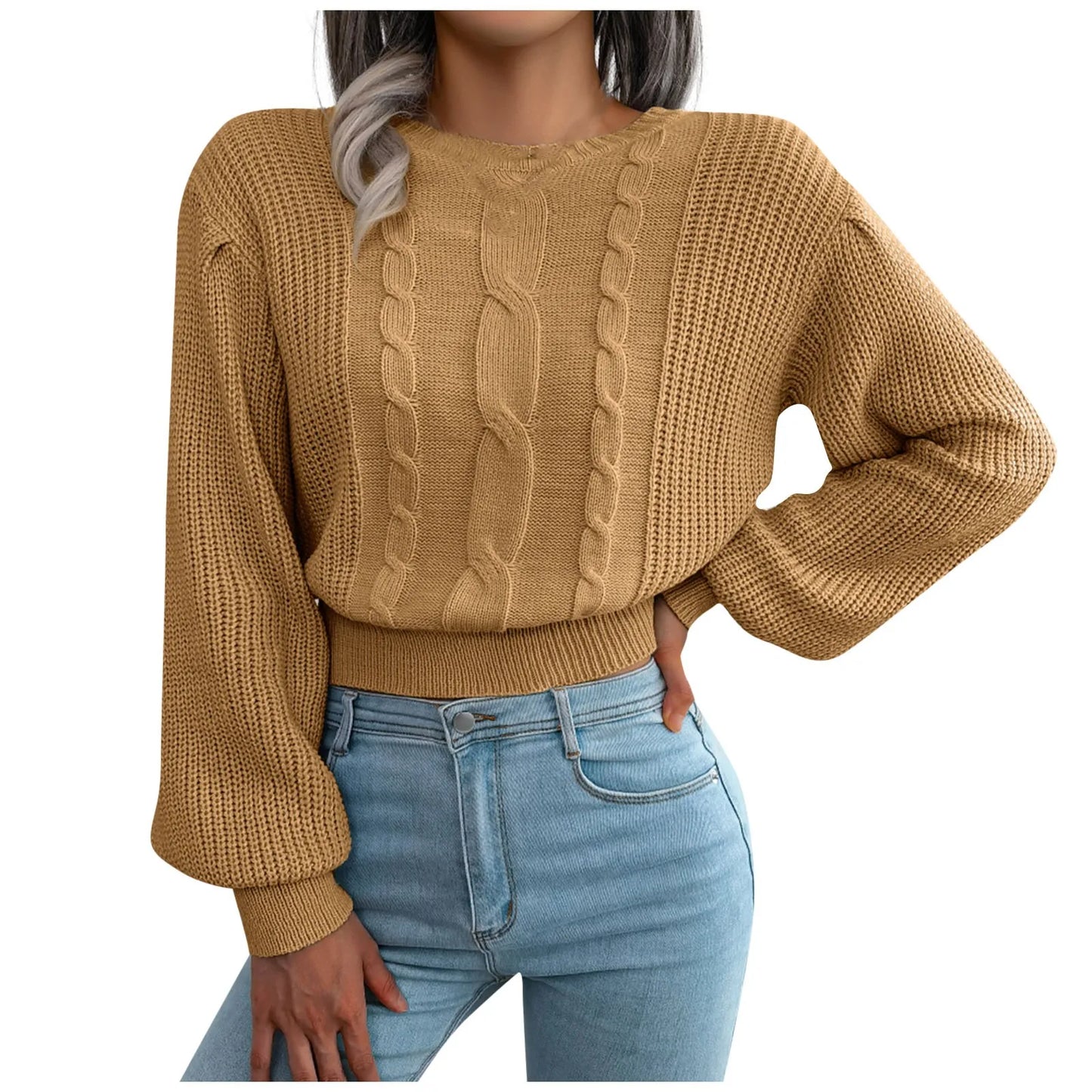 FashionSierra - Sleeve Knitted Plus Size Autumn Winter Women's 2025 Fashion Sweater
