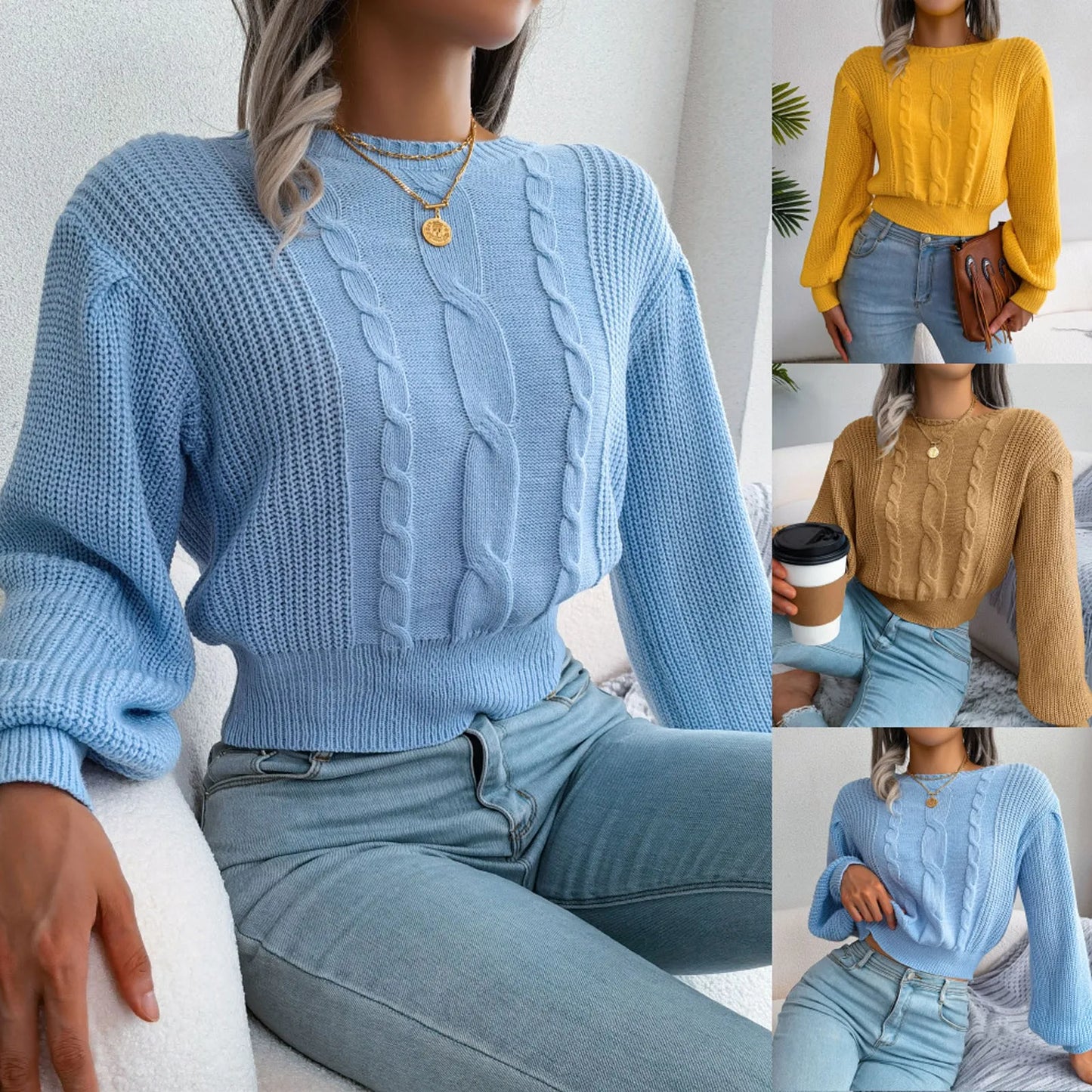 FashionSierra - Sleeve Knitted Plus Size Autumn Winter Women's 2025 Fashion Sweater