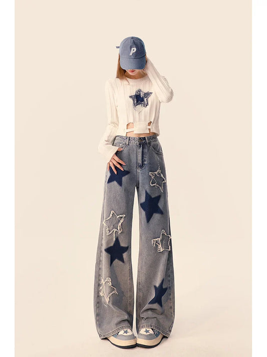 Women's American Vintage Embroidery High Street Straight Leg Jeans