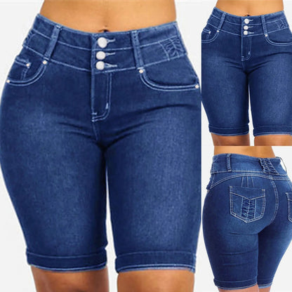 Women's Denim Shorts 2025 New Summer Waist Casual Chic Skinny Shorts