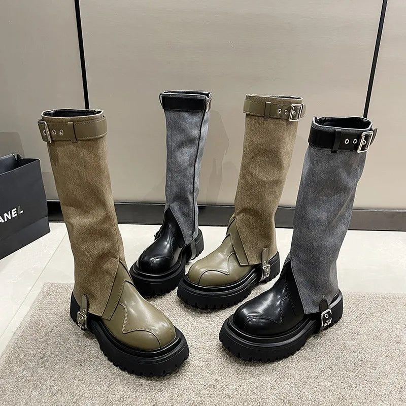 Niche Design Over the knee Cushioning Sole Stylish Knight Ankle Boot