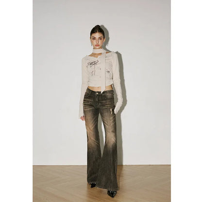 Retro Streetwear High Waist Wide Leg Denim Pants