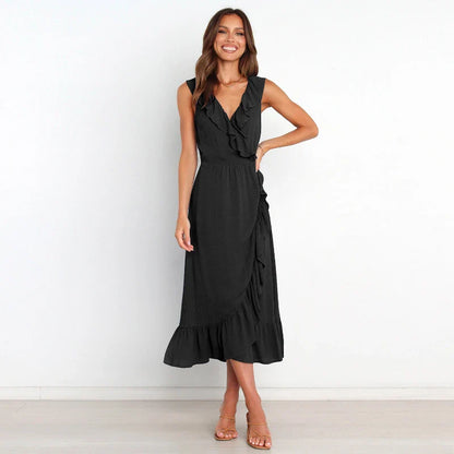 Ruffled Rope Sleeveless Midi Dress