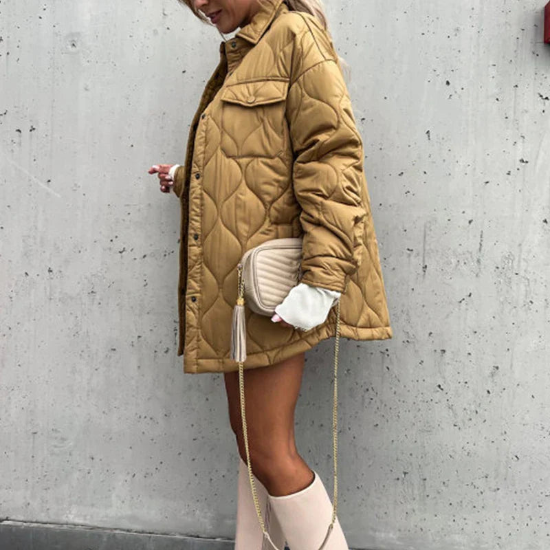 Pocket Casual Cotton Coats Woman Jackets 2025 New Loose Buttoned Thick Parkas Coat