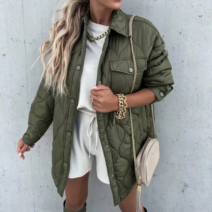 Pocket Casual Cotton Coats Woman Jackets 2025 New Loose Buttoned Thick Parkas Coat