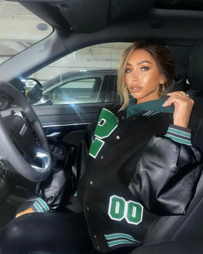 Women's High Street Hip Hop Loose Stitching 2025 Autumn New Oversized Coat